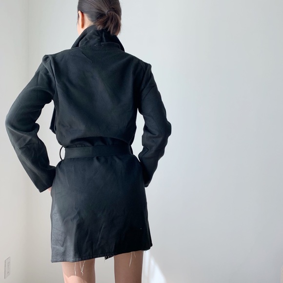 BLACK BELTED LAPEL COAT - Picture 6 of 8